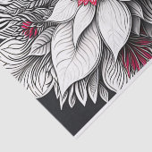 Art Deco Rode Poinsettia Kerstlijn Tekening Tissuepapier (Detail)