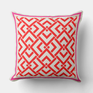 Art deco, rode print in levendige kleuren buitenkussen