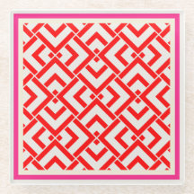 Art deco, rode print in levendige kleuren