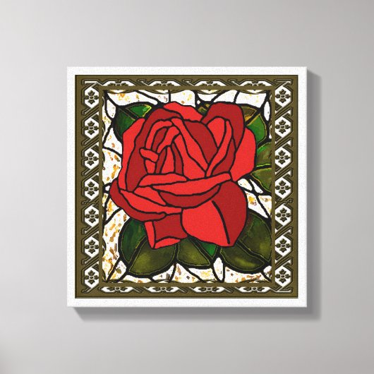 Art Deco Rode Roos uit het Verleden Canvas Afdruk (Voorkant)