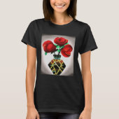 Art Deco rode rozen in vaas Abstracte kunst trui H T-shirt (Voorkant)