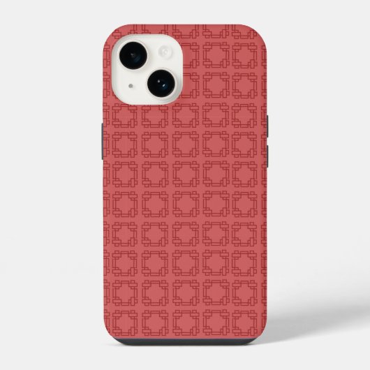 Art Deco Rode Vierkanten iPhone Hoesje (Achterkant)
