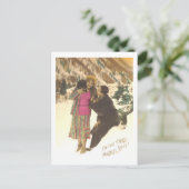 Art Deco Romantic Couple in Sneeuwjaren 1920 Briefkaart (Staand voorkant)