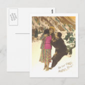 Art Deco Romantic Couple in Sneeuwjaren 1920 Briefkaart (Voorkant / Achterkant)