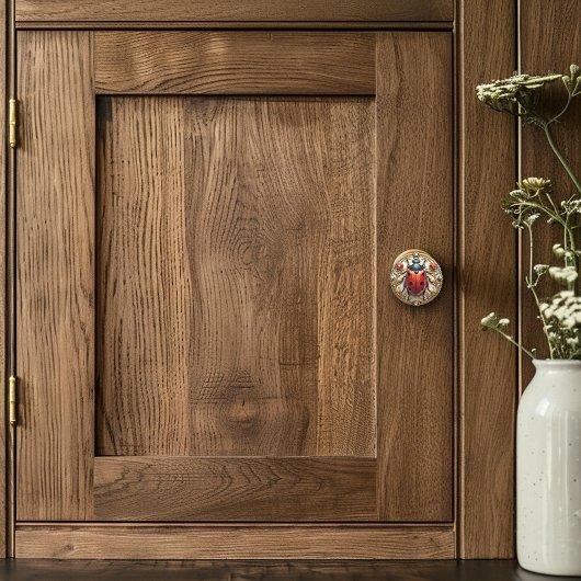 Art Deco Rood Emaille Lieveheersbeestje Rubies Gou Keramische Knop