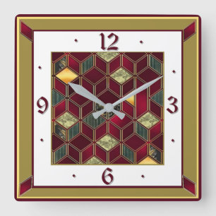 Art Deco Rood Vierkante Klok