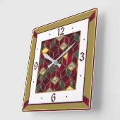Art Deco Rood Vierkante Klok (Hoek)