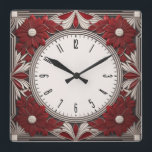Art Deco rood Vierkante Klok<br><div class="desc">Geweldig klokontwerp. Je zult het leuk vinden als anderen. U kunt dit ontwerp vrij gebruiken voor andere producten die u wilt of om jouw tekst aan te passen en toe te voegen. Volg me voor meer. Met vriendelijke groet. Een leuke dag.</div>