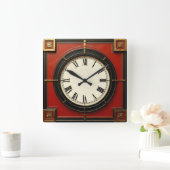 Art Deco Rood Vierkante Klok (Huis)