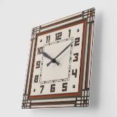 Art Deco Rood Vierkante Klok (Hoek)
