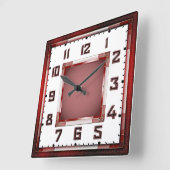 Art Deco Rood Vierkante Klok (Hoek)
