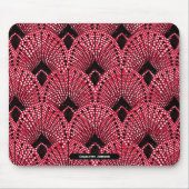 Art Deco Rood Zwart Wit Classic Pauw Patroon Muismat (Voorkant)