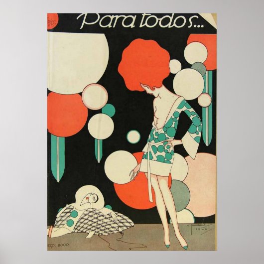 Art Deco-roodharige vrouwposter – 1920s geometrisc Poster (Voorkant)