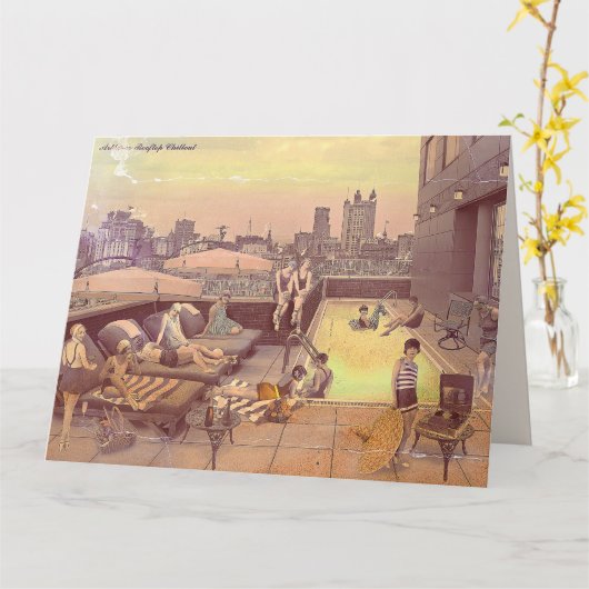 Art Déco Rooftop Chillout Kaart (Gele Bloem)