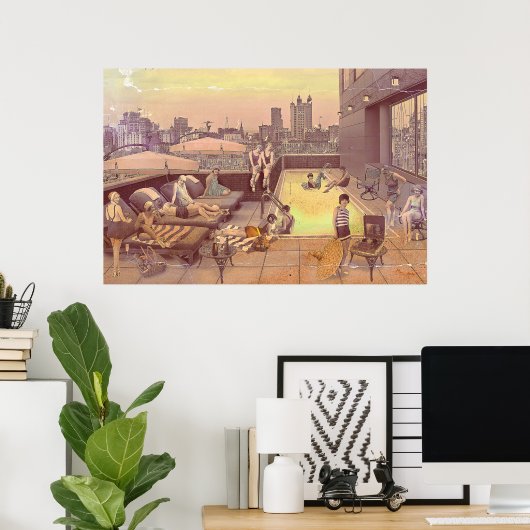 Art Déco Rooftop Chillout Poster (Thuiskantoor)