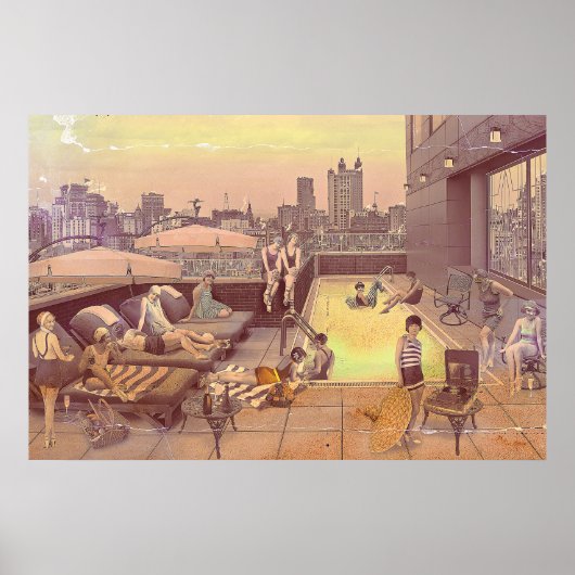 Art Déco Rooftop Chillout Poster (Voorkant)