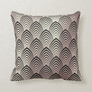 Art Deco Roos Gold Black Gold Scales Klassiek Kussen