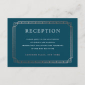 Art Deco Roos Gold Border Blauwgroen Weduwen Ontva Informatiekaartje (Voorkant)