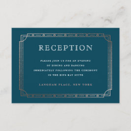 Art Deco Roos Gold Border Blauwgroen Weduwen Ontva Informatiekaartje