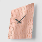 Art Deco Roos Gold Copper Geometry Elegant Vierkante Klok (Hoek)