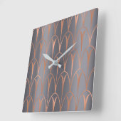 Art Deco Roos Gold Copper Geometry Grey Gray Vierkante Klok (Hoek)