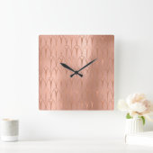 Art Deco Roos Gold Copper Geometry minima Vierkante Klok (Huis)