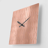 Art Deco Roos Gold Copper Geometry minima Vierkante Klok (Hoek)