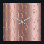 Art Deco Roos Gold Copper Geometry minima Vierkante Klok<br><div class="desc">Italiaans Design Florence - mode luxe trend florenceK</div>