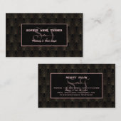 Art Deco Roos Gold Monogram Makeup Artiest Visitekaartje (Voorkant / Achterkant)