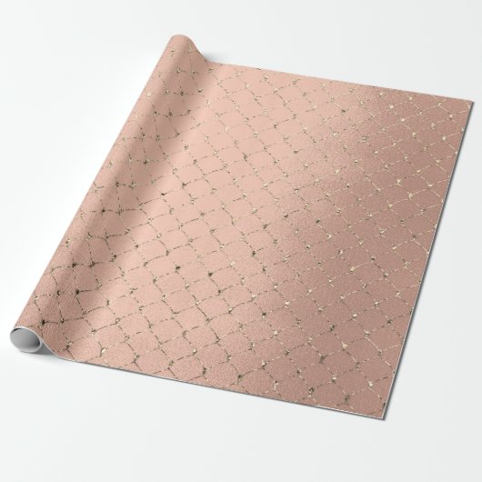 Art Deco Roos Gold Sepia Faux Gold Net Cadeaupapier (Uitgerold)