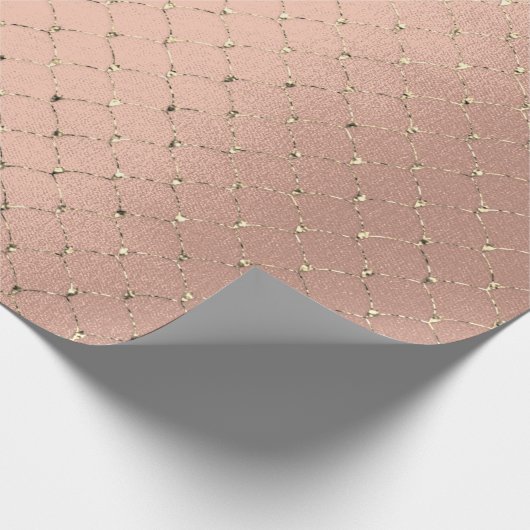 Art Deco Roos Gold Sepia Faux Gold Net Cadeaupapier (Hoek)