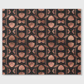 Art Deco Roos Gold Shells op Black Cadeaupapier (Vlak)