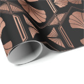 Art Deco Roos Gold Shells op Black Cadeaupapier (Rol Hoek)