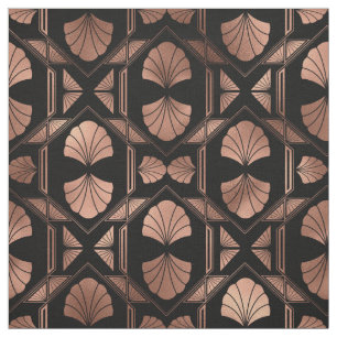 Art Deco Roos Gold Shells op Black Stof