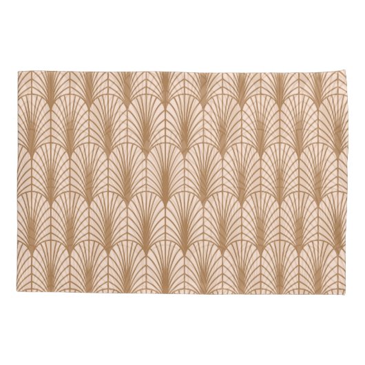 Art Deco Roos: Golden Peacock Feathers Kussensloop (Achterkant)