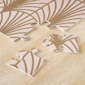 Art Deco Roos: Golden Peacock Feathers Legpuzzel (Zijkant)