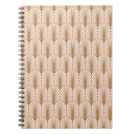Art Deco Roos: Golden Peacock Feathers Notitieboek (Voorkant)