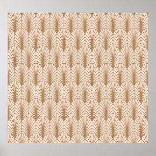 Art Deco Roos: Golden Peacock Feathers Poster