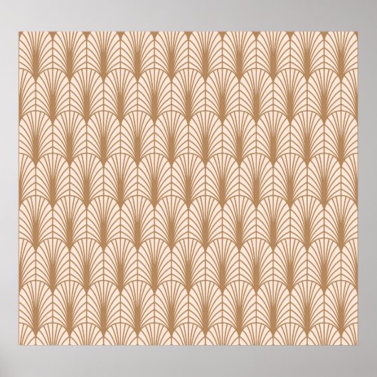Art Deco Roos: Golden Peacock Feathers Poster (Voorkant)