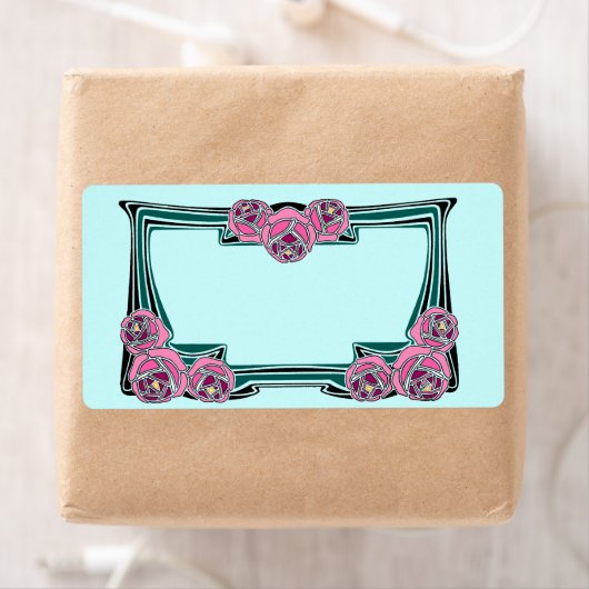 Art Deco roos paneel Etiket (Insitu)