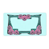 Art Deco roos paneel Etiket (Voorkant)