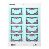 Art Deco roos paneel Etiket (Full Sheet)