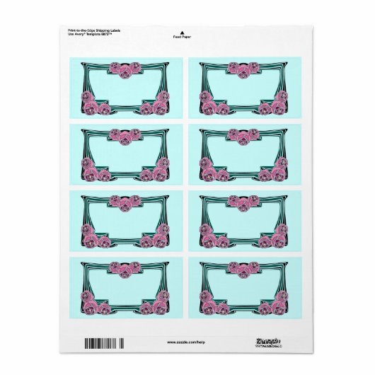 Art Deco roos paneel Etiket (Full Sheet)