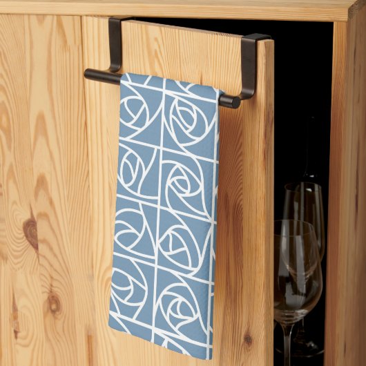 Art Deco Roos Pleinen Gestileerde Bloemen bord bla Theedoek (Derde Gevouwen)