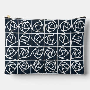 Art Deco Roos Pleinen Gestileerde Bloemen marinebl Etui