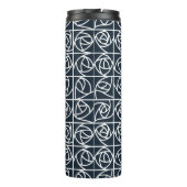 Art Deco Roos Pleinen Gestileerde Bloemen marinebl Thermosbeker (Achterkant)