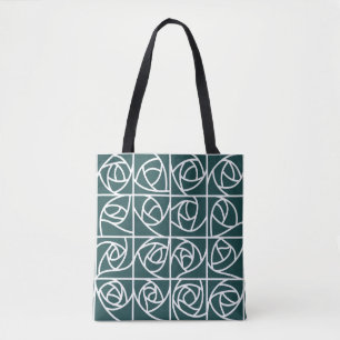 Art Deco Roos Pleinen Gestileerde Bloemengroen Tote Bag