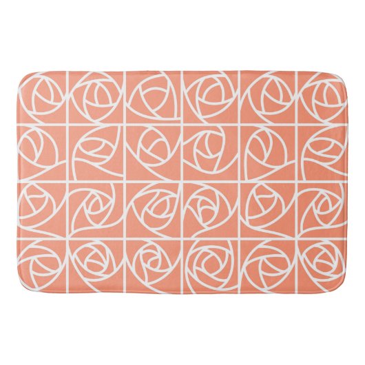 Art Deco Roos Pleinen Gestileerde Bloemenperzik Badmat (Voorkant)