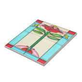 Art Deco Roos Tree-Glas in lood Tegeltje (Zijkant)