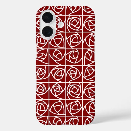 Art Deco Roos Vierkantjes Gestileerde Bloemen Prim Case-Mate iPhone Case (Achterkant)